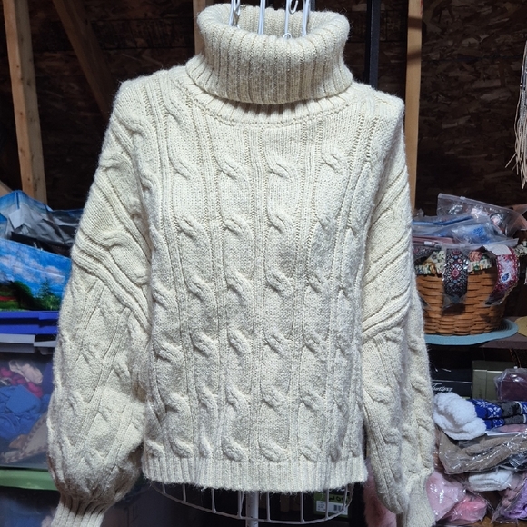 Truth Cream Cable Knit Turtleneck Sweater - Picture 1 of 9